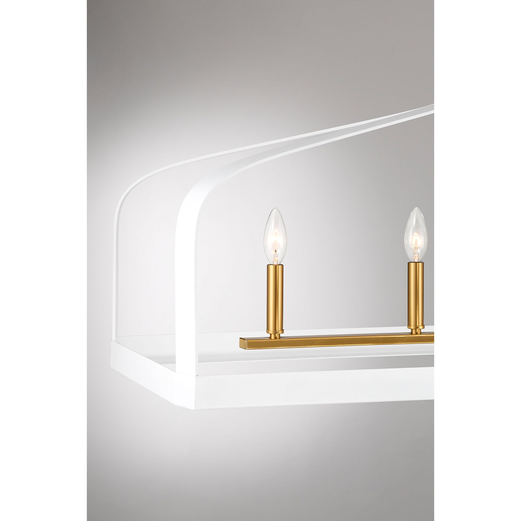 Image 6 Sheffield 5-Light Linear Chandelier in White with Warm Brass Accents more views