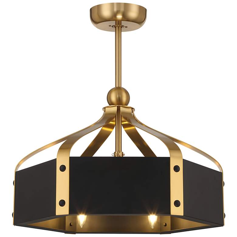 Image 2 Sheffield 6-Light LED Fan D'Lier in Matte Black with Warm Brass Accents