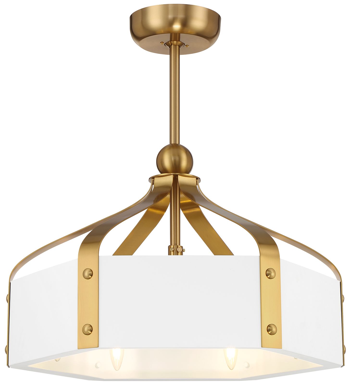 Sheffield 6-Light LED Fan D'Lier in White and Warm Brass (Fandelier)