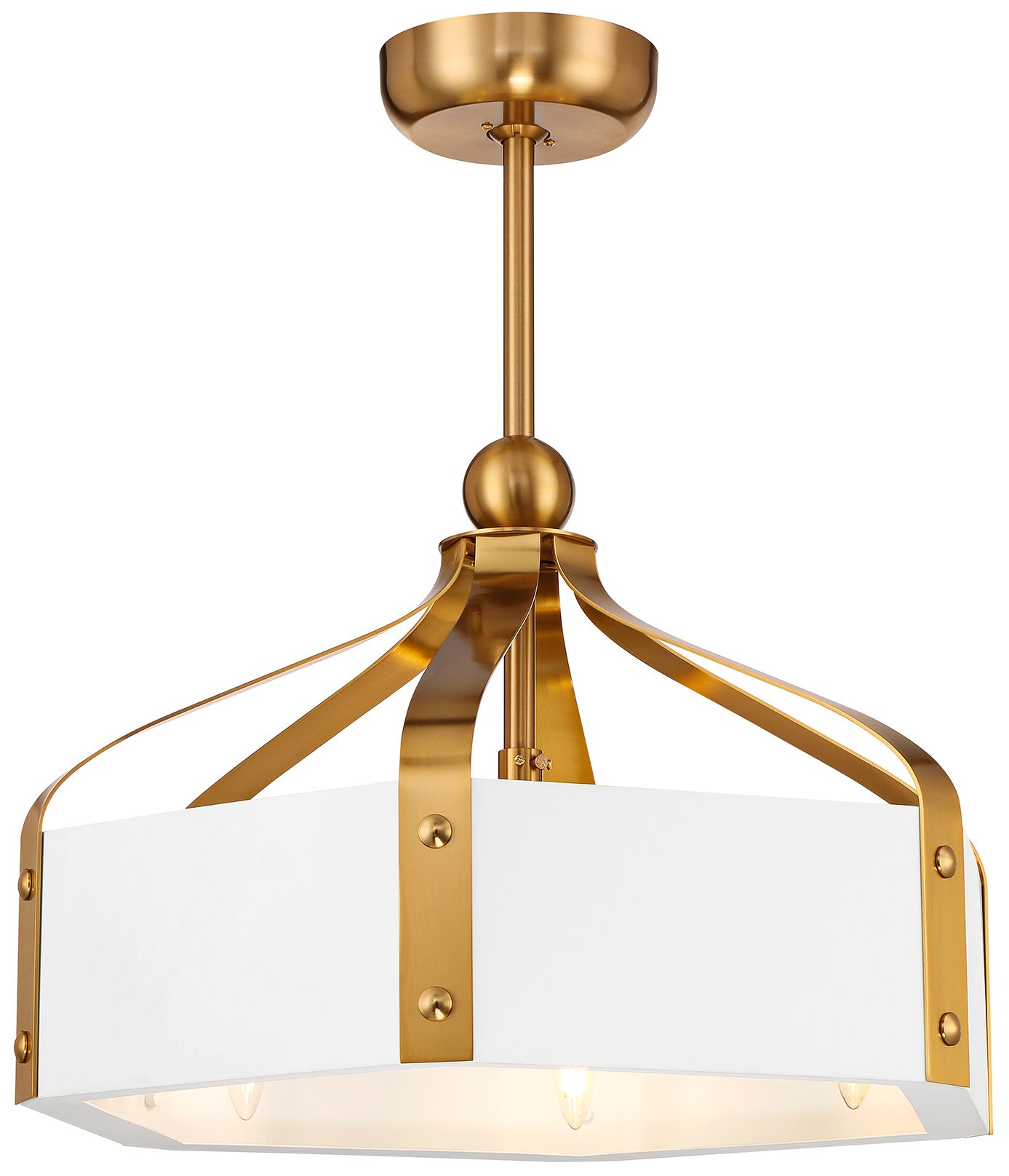 Image 4 Sheffield 6-Light LED Fan D'Lier in White and Warm Brass (Fandelier) more views