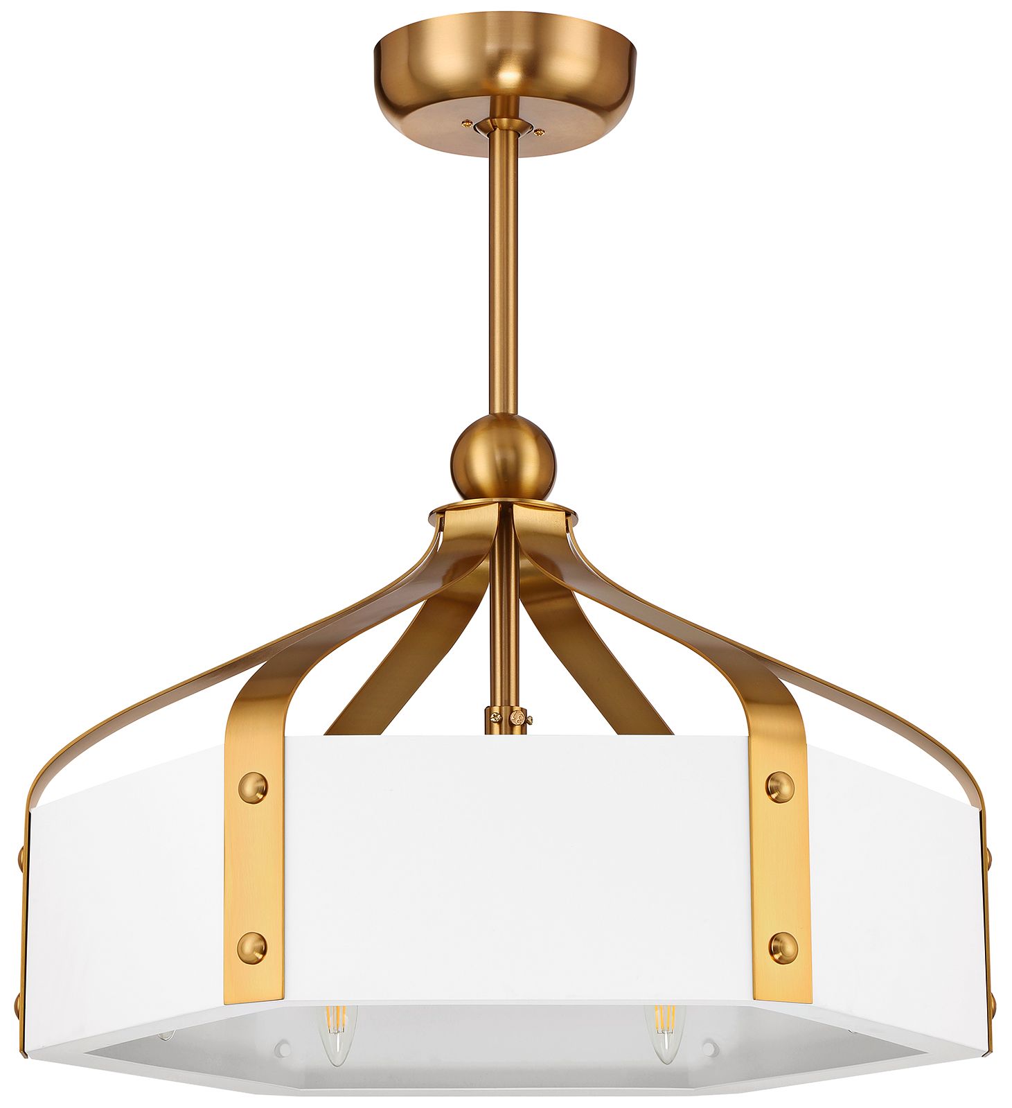 Image 5 Sheffield 6-Light LED Fan D'Lier in White and Warm Brass (Fandelier) more views