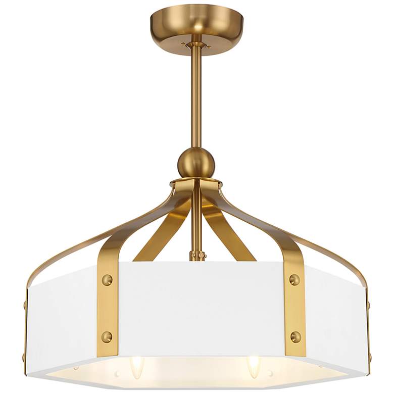 Image 2 Sheffield 6-Light LED Fan D'Lier in White with Warm Brass Accents