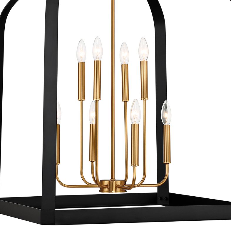 Image 2 Sheffield 8-Light Pendant in Matte Black with Warm Brass Accents more views