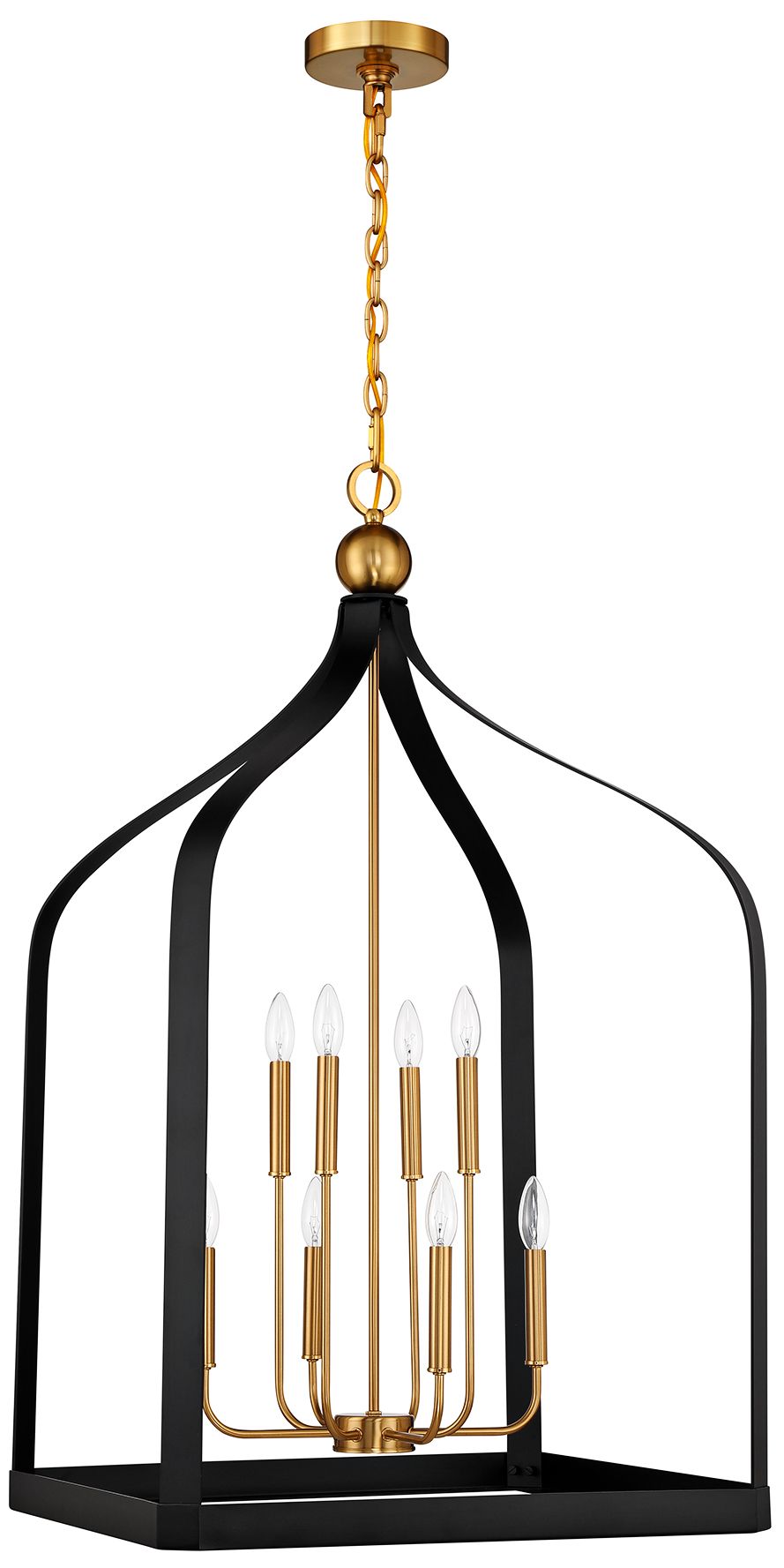 Image 3 Sheffield 8-Light Pendant in Matte Black with Warm Brass Accents more views