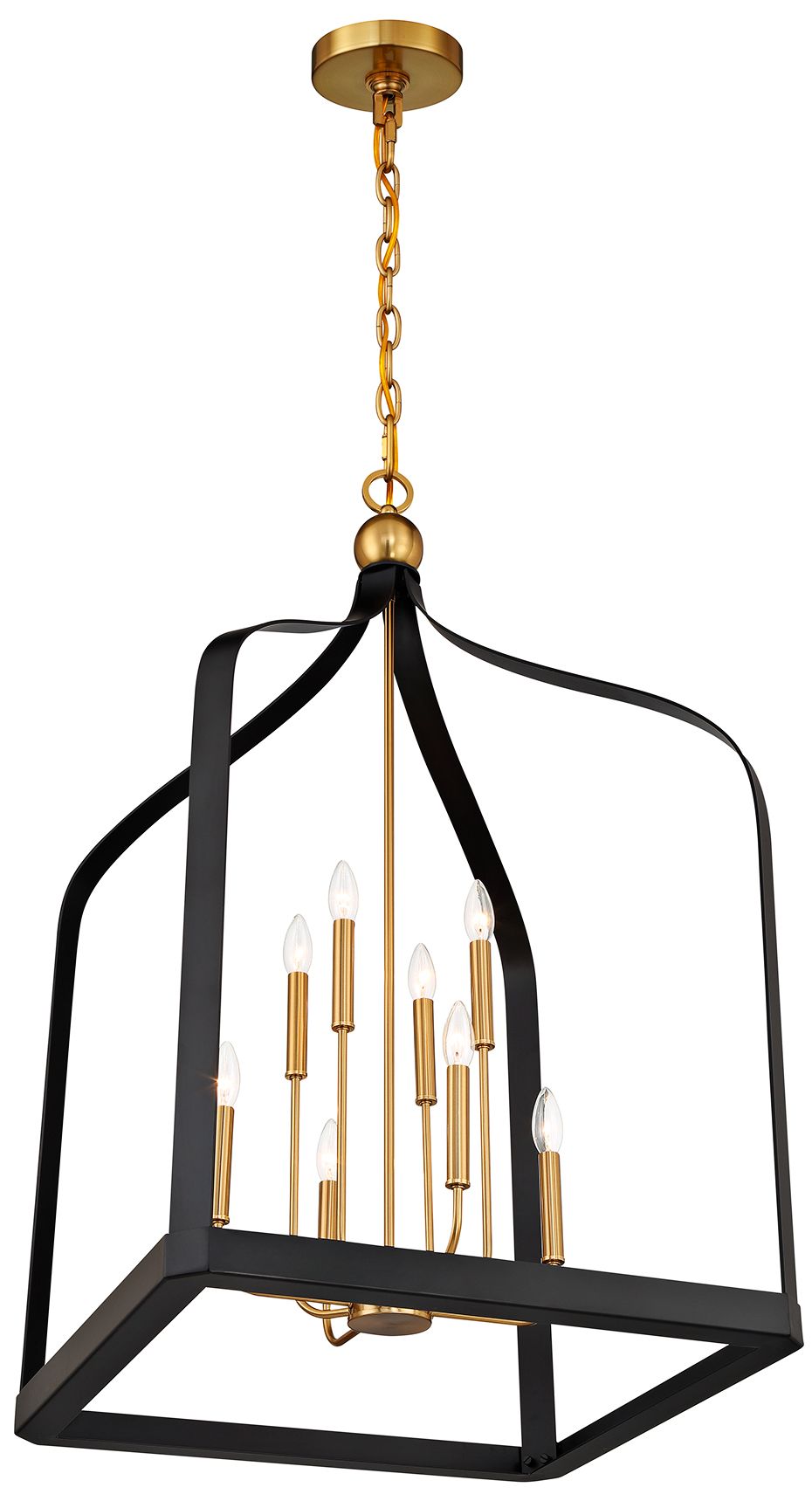 Image 5 Sheffield 8-Light Pendant in Matte Black with Warm Brass Accents more views