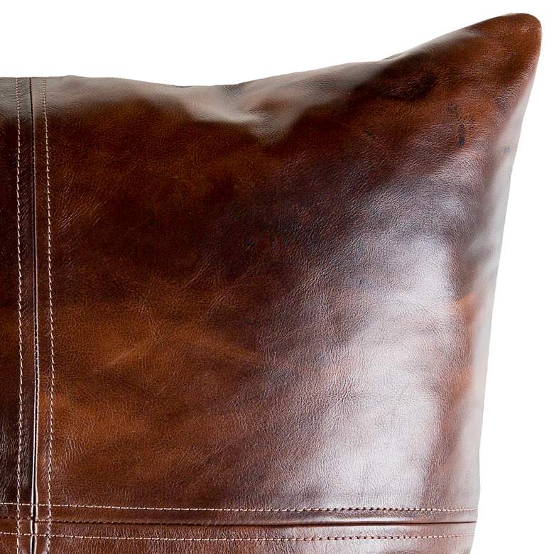 Image 2 Sheffield Dark Brown Leather 20" Square Decorative Pillow more views