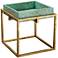 Shelby 18" Wide Turquoise Blue Gold Leaf Accent Table