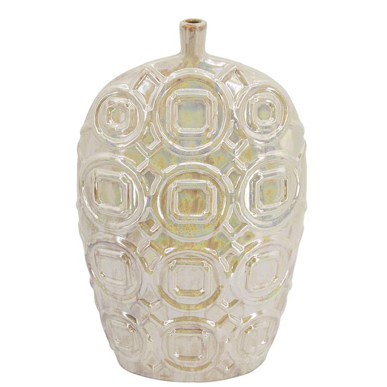 Image 1 Shelby 20" High Iridescent Glaze Cream Ceramic Vase