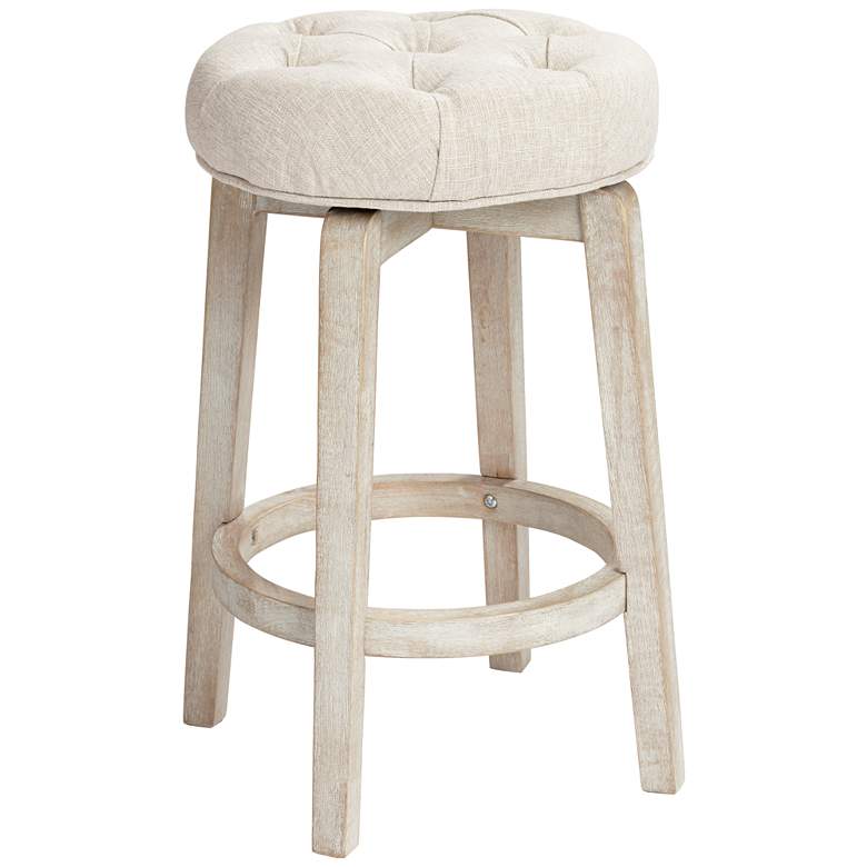 Image 2 Shelby 26" High Tufted White Wash Counter Stool