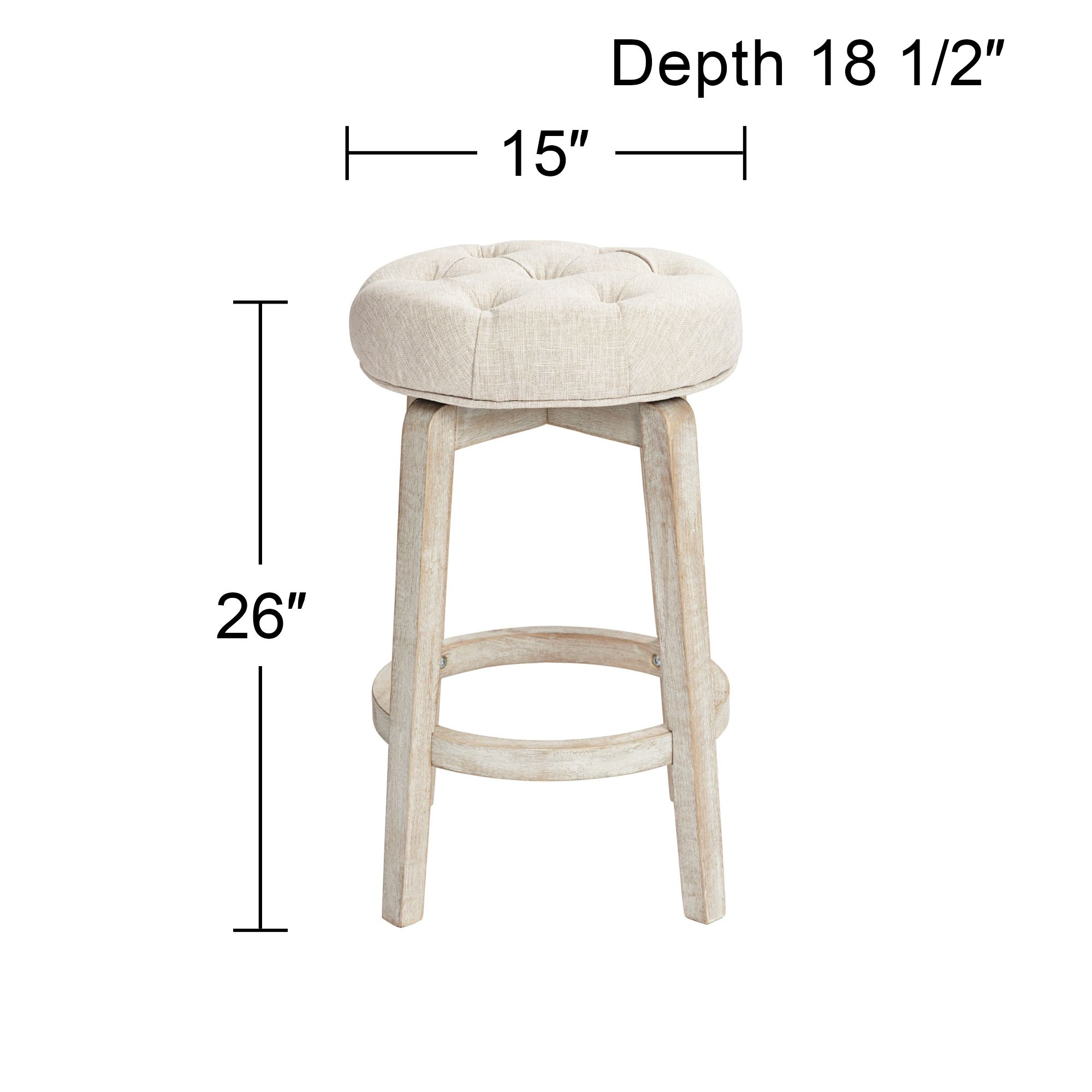 Shelby 26" High Tufted White Wash Counter Stool