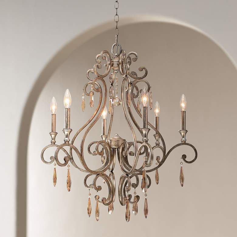 Image 1 Shelby 28 inch Wide Distressed Twilight 6-Light Chandelier