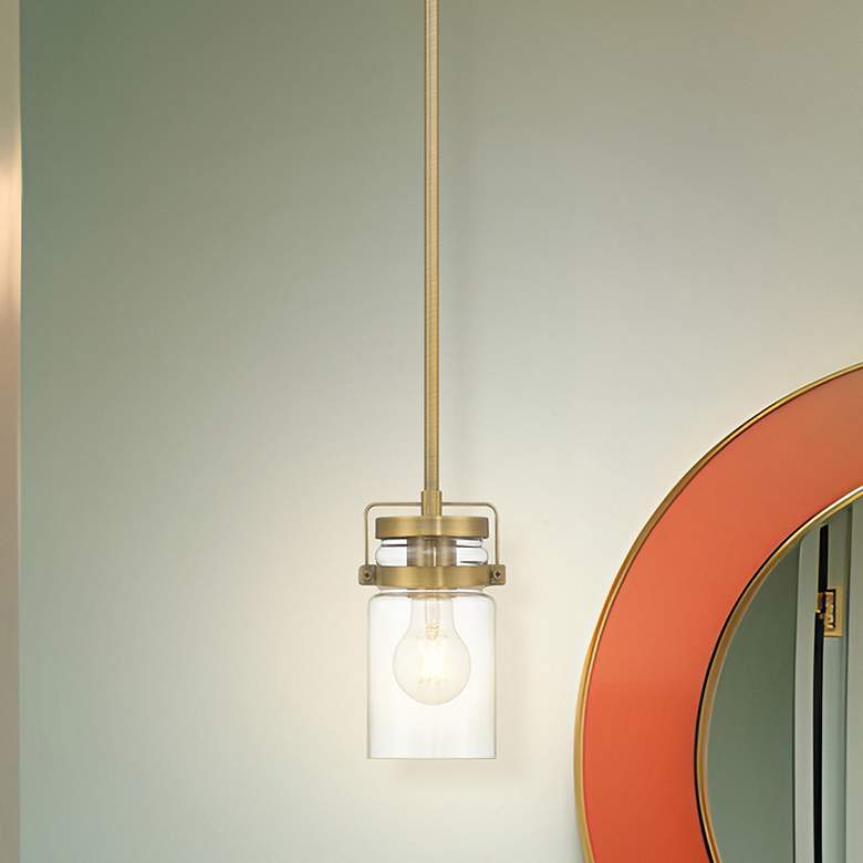 Image 1 Shelby 4 1/2" Wide Brushed Gold Mini Pendant