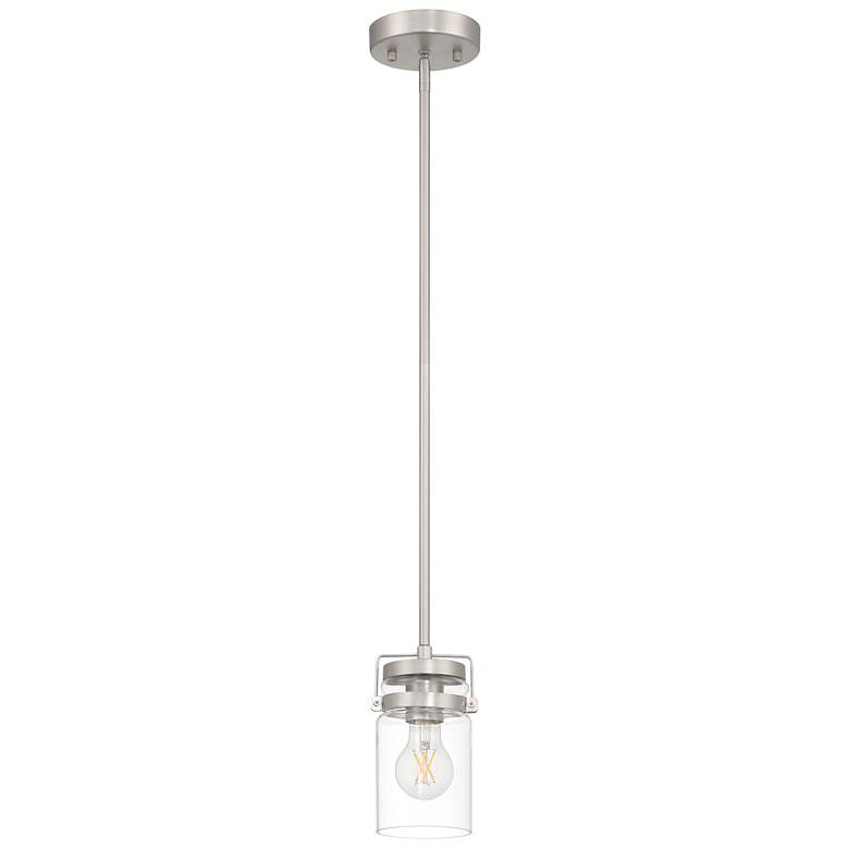 Image 1 Shelby 4 1/2" Wide Brushed Steel Mini Pendant