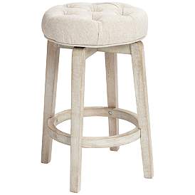 Image2 of Shelby Tufted White Wash Counter Stool
