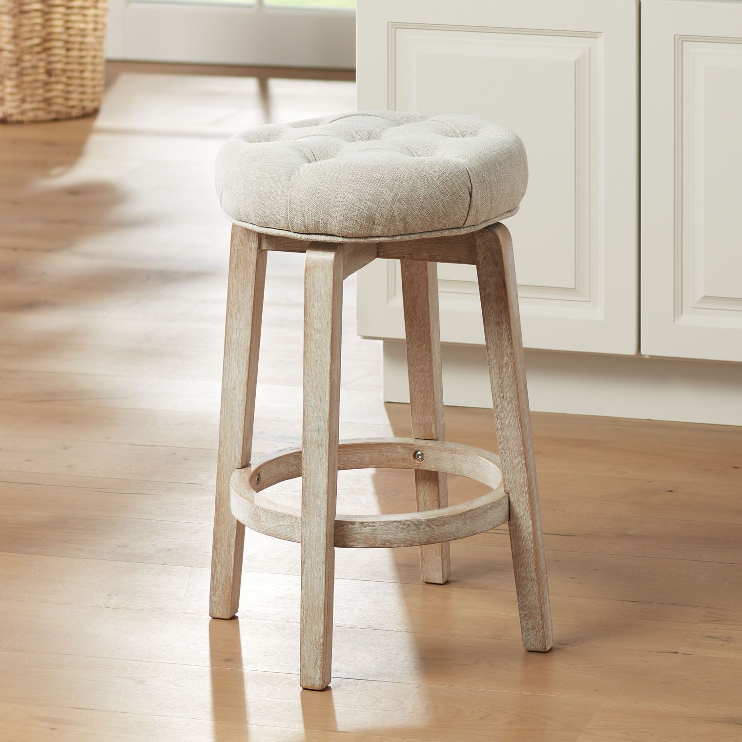 Shelby Tufted White Wash Counter Stool