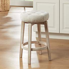 Image1 of Shelby Tufted White Wash Counter Stool
