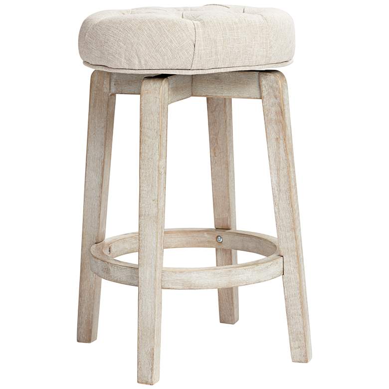 Shelby Tufted White Wash Counter Stool more views
