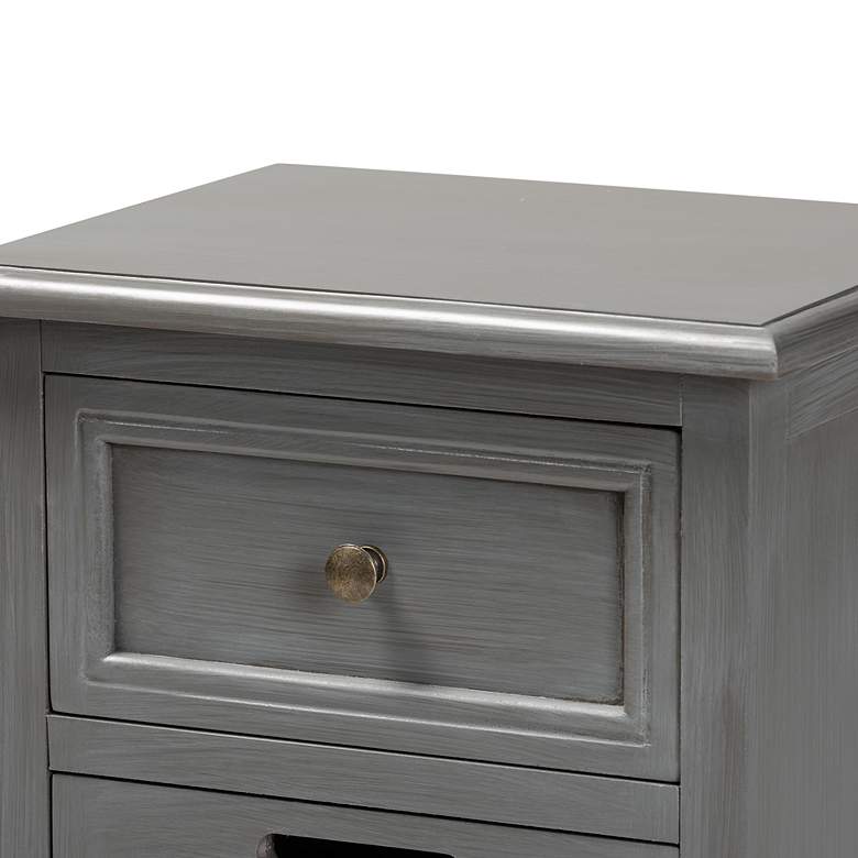 Image 3 Sheldon 15 3/4 inch Wide Gray Wood 3-Drawer Nightstand more views