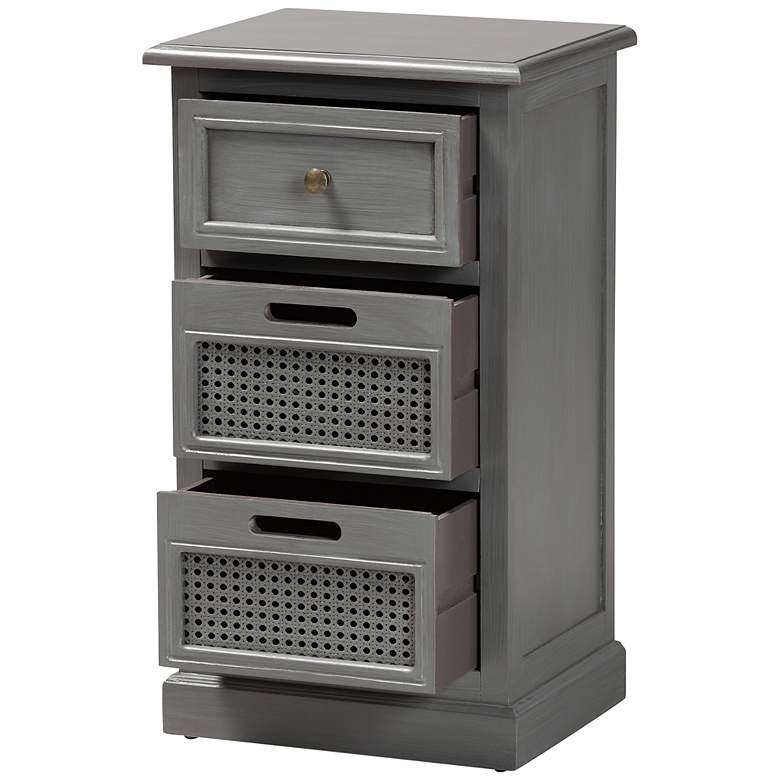 Image 5 Sheldon 15 3/4" Wide Gray Wood 3-Drawer Nightstand more views