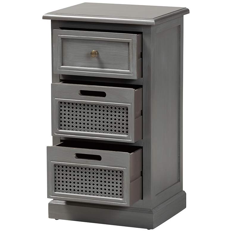 Image 5 Sheldon 15 3/4 inch Wide Gray Wood 3-Drawer Nightstand more views