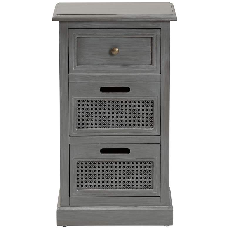 Image 6 Sheldon 15 3/4" Wide Gray Wood 3-Drawer Nightstand more views