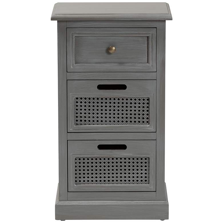 Image 6 Sheldon 15 3/4 inch Wide Gray Wood 3-Drawer Nightstand more views