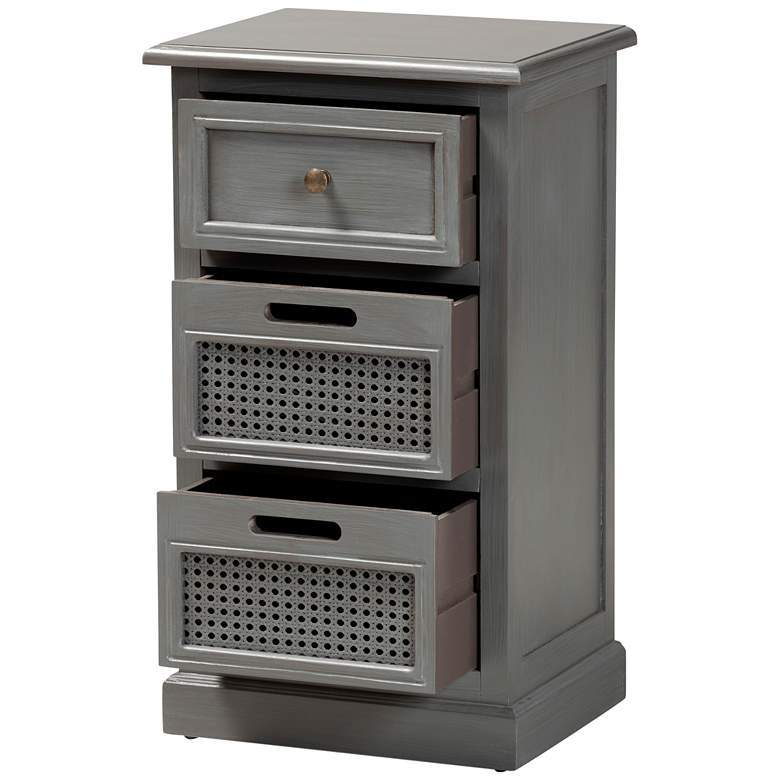 Image 4 Sheldon 15 3/4 inch Wide Gray Wood 3-Drawer Nightstands Set of 2 more views