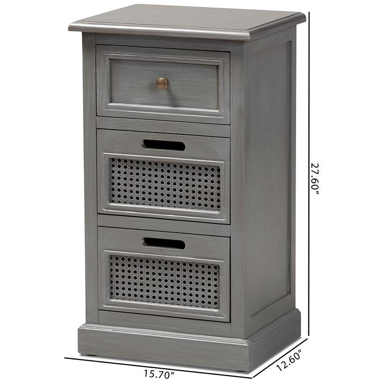 Image 7 Sheldon 15 3/4 inch Wide Gray Wood 3-Drawer Nightstands Set of 2 more views