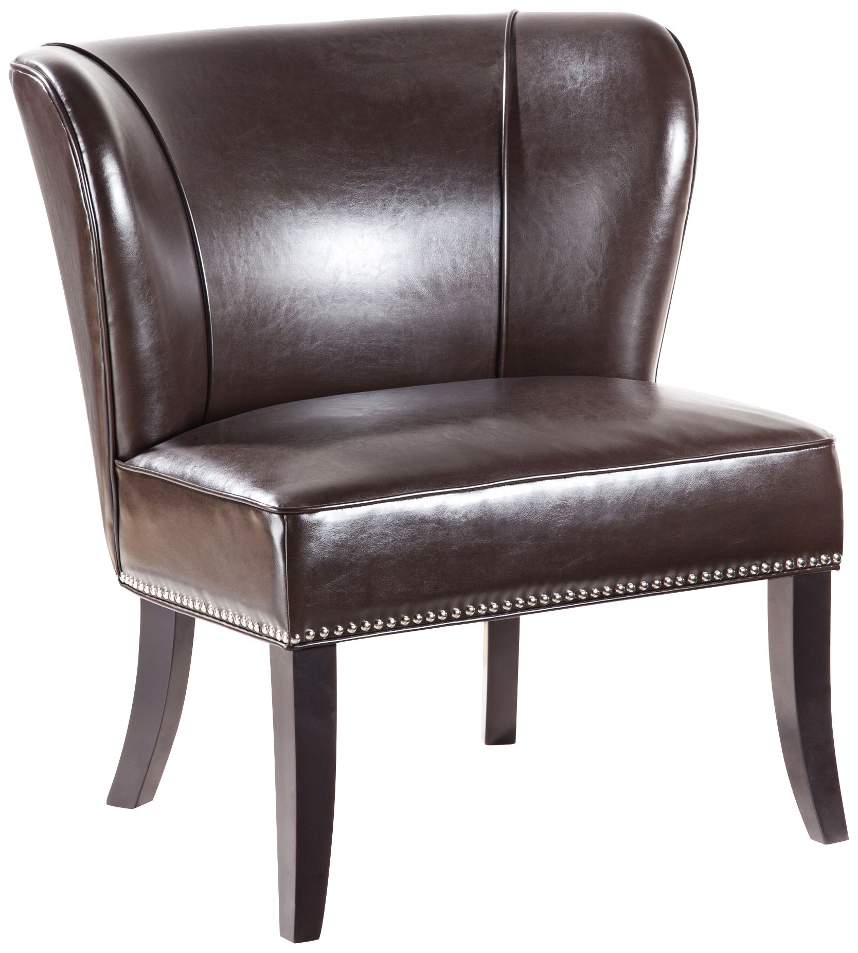 brown faux leather wingback chair