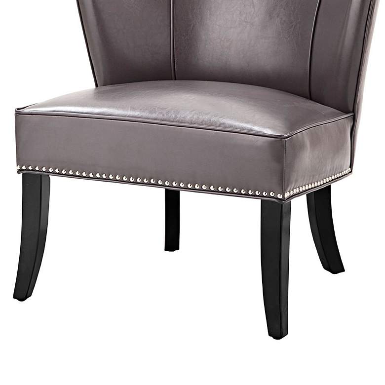 Sheldon Gray Faux Leather Wingback Armless Accent Chair more views