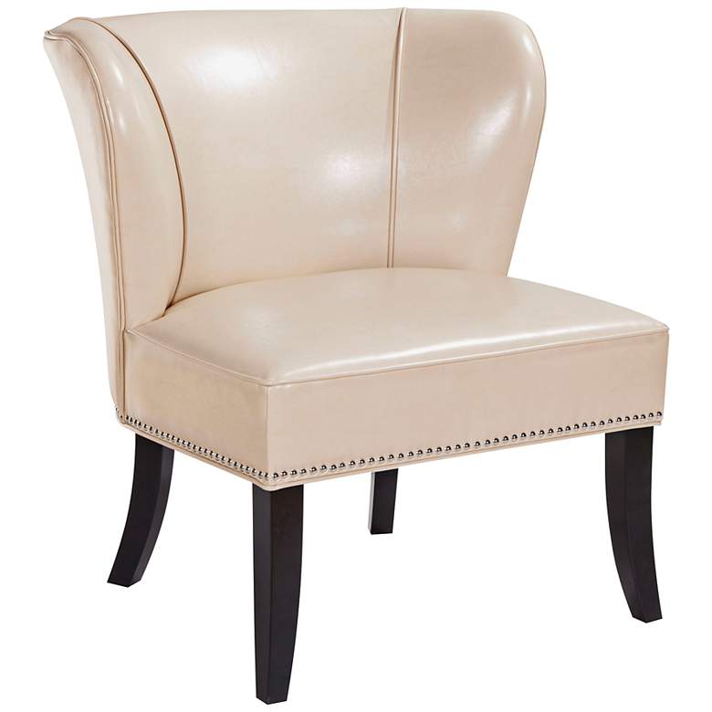 Image 1 Sheldon Ivory Faux Leather Wingback Armless Accent Chair