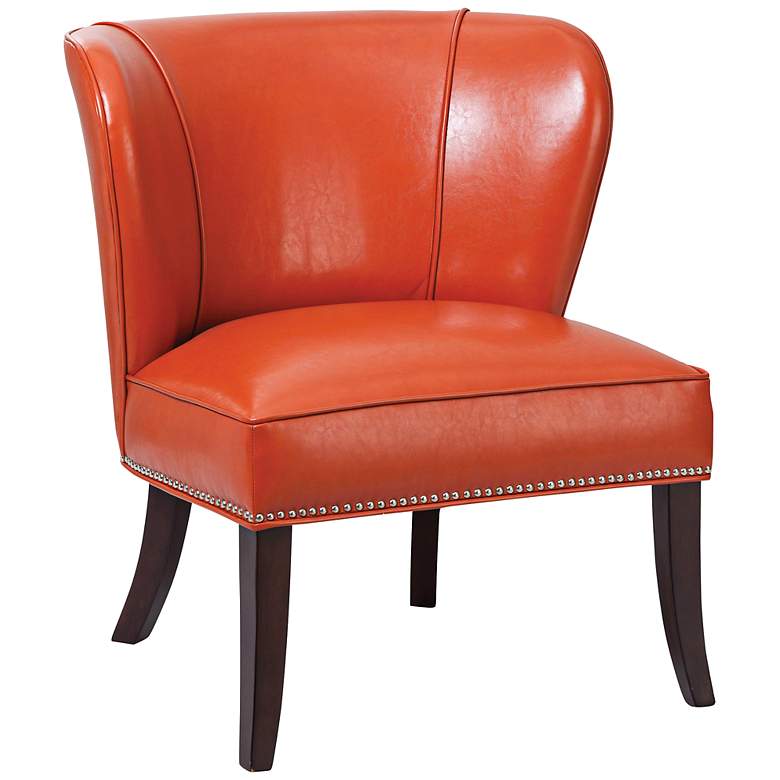Image 2 Sheldon Tangerine Faux Leather Wingback Armless Accent Chair