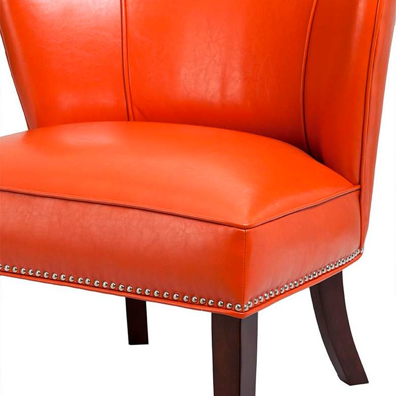 Image 3 Sheldon Tangerine Faux Leather Wingback Armless Accent Chair more views