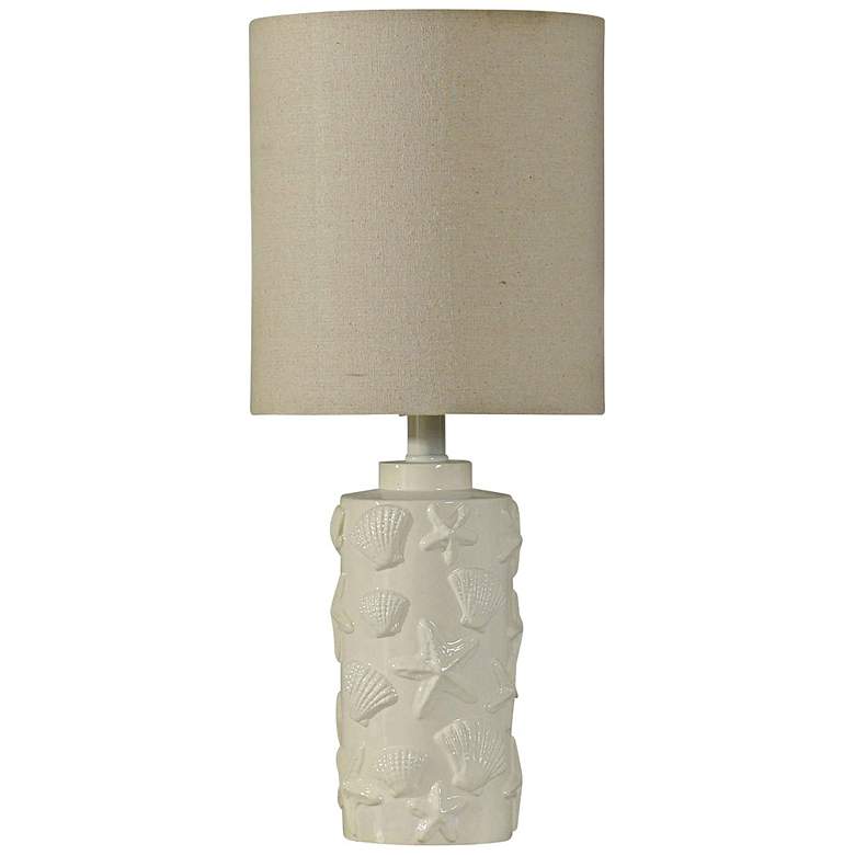 Image 1 Shell and Starfish 21 inch White Finish Coastal Style Accent Table Lamp