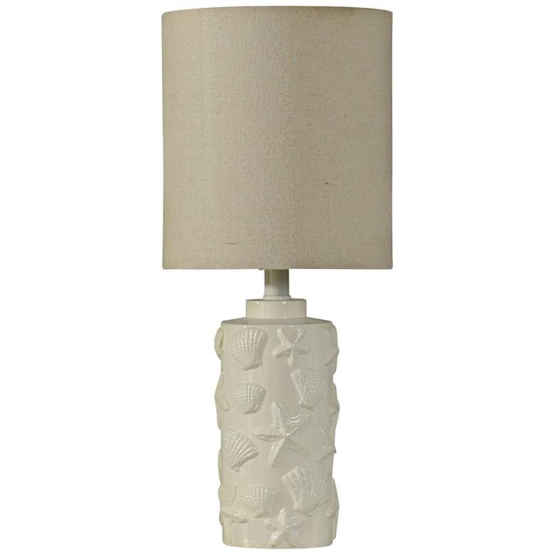 Image 1 Shell and Starfish 21" White Finish Coastal Style Accent Table Lamp