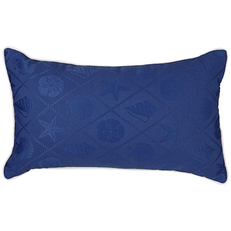 Image 1 Shell Blue Outdoor 20 inchx12 inch Decorative Indoor-Outdoor Pillow