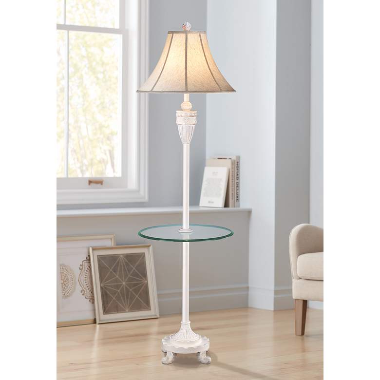 Image 1 Shell Cottage White Floor Lamp with Glass Tray