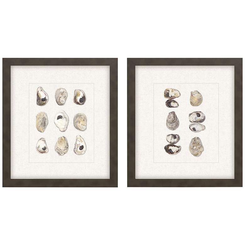 Image 2 Shell Series 18 inch High 2-Piece Shadow Box Framed Wall Art Set