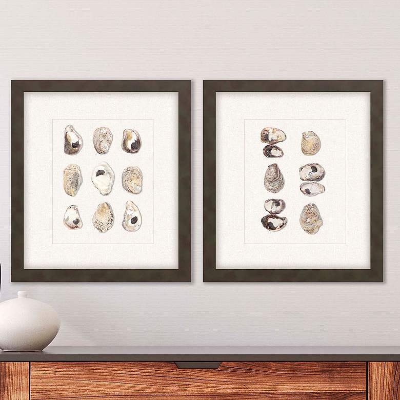 Image 1 Shell Series 18 inch High 2-Piece Shadow Box Framed Wall Art Set