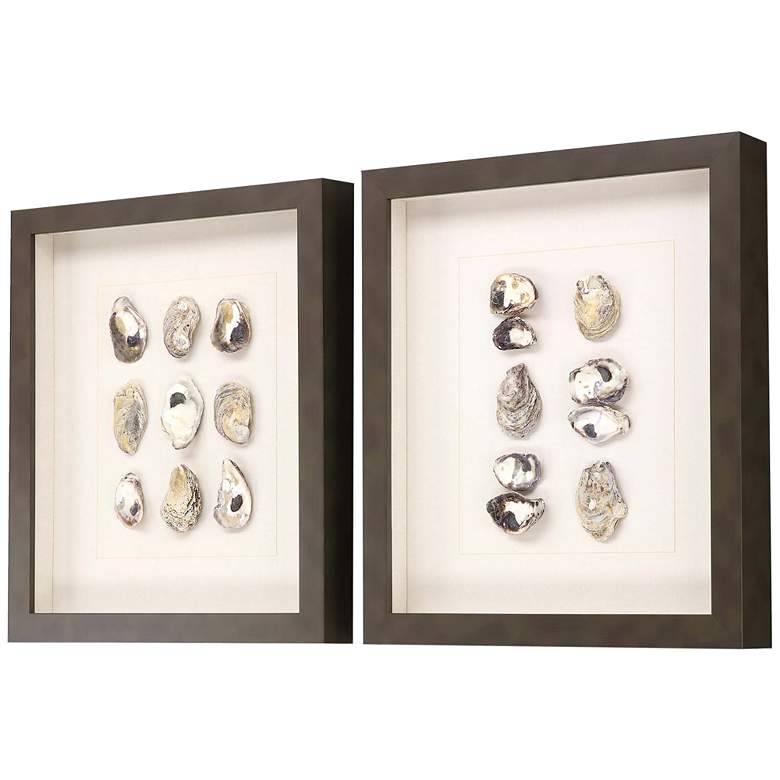 Image 4 Shell Series 18 inch High 2-Piece Shadow Box Framed Wall Art Set more views