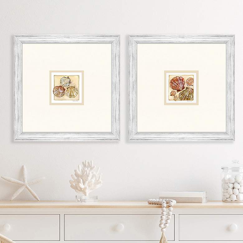 Image 2 Shell Study 19 inch Square 2-Piece Giclee Framed Wall Art Set