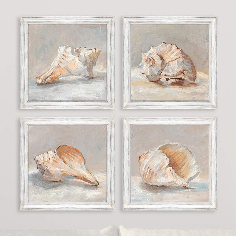 Image 2 Shell Study 19" Square 4-Piece Giclee Framed Wall Art Set