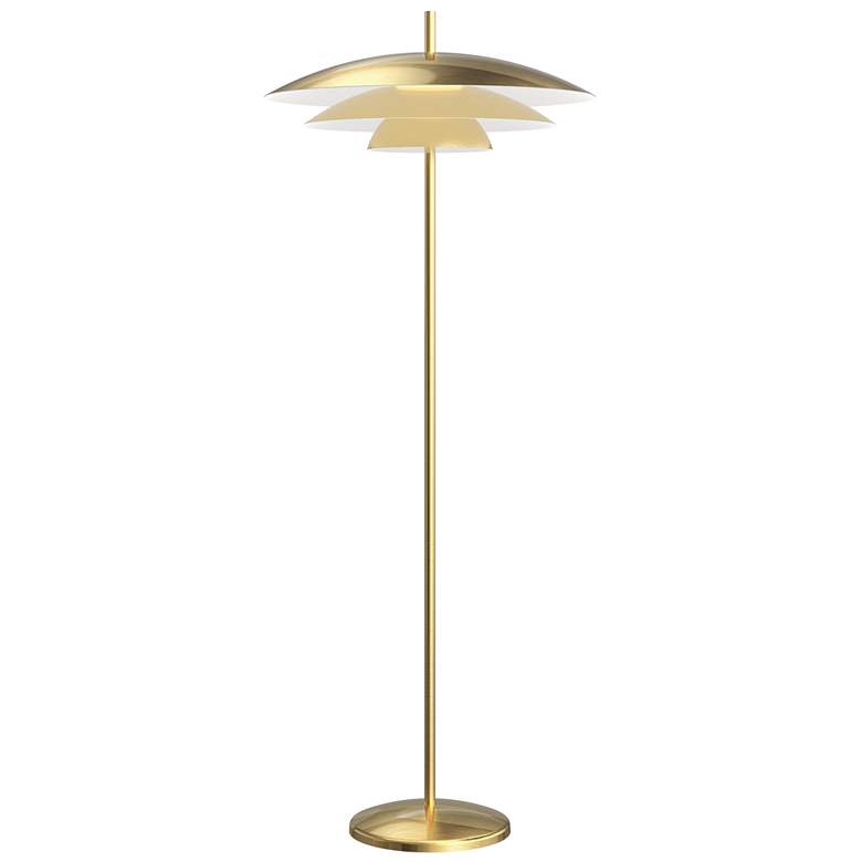 Image 1 Shells 60.25 inch High Brass Finish Large LED Floor Lamp