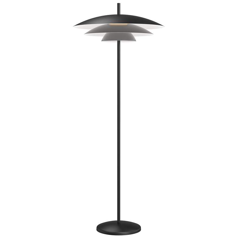 Image 1 Shells 60.25 inch High Satin Black Large LED Floor Lamp