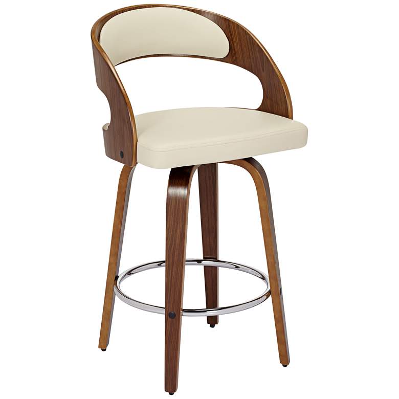 Image 2 Shelly 25 3/4 inch Cream Faux Leather Swivel Counter Stool