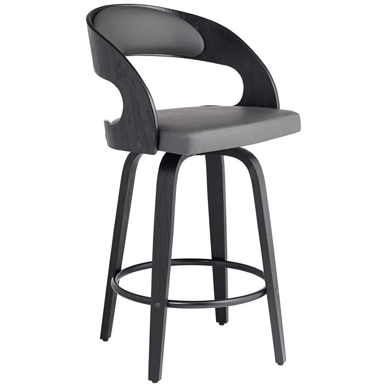 Image 2 Shelly 25 3/4 inch Gray Faux Leather Swivel Counter Stool