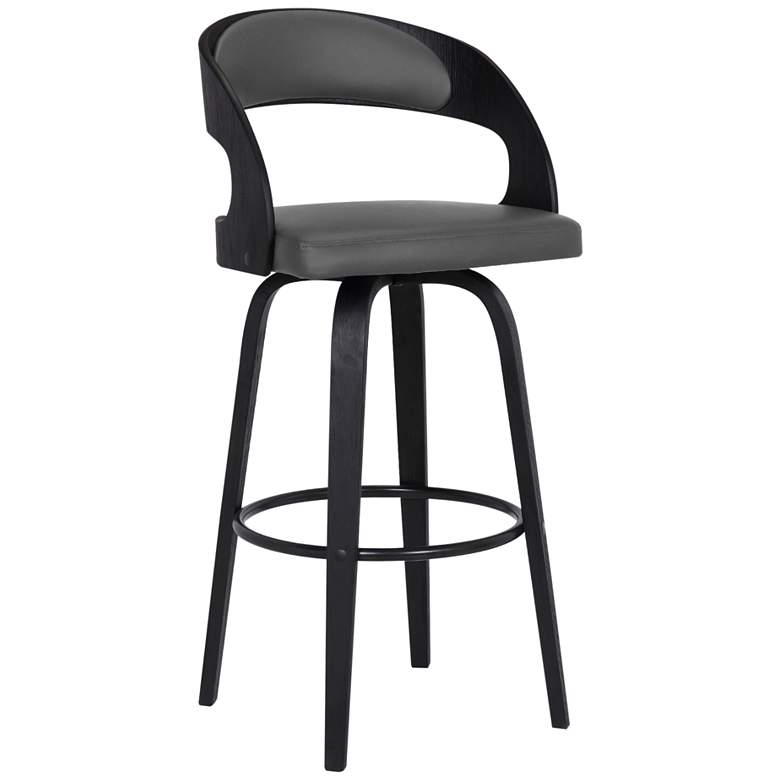 Image 2 Shelly 29 3/4 inch Gray Faux Leather Swivel Bar Stool