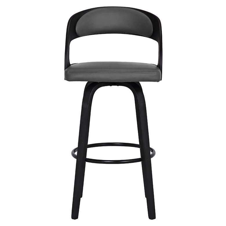 Image 4 Shelly 29 3/4" Gray Faux Leather Swivel Bar Stool more views