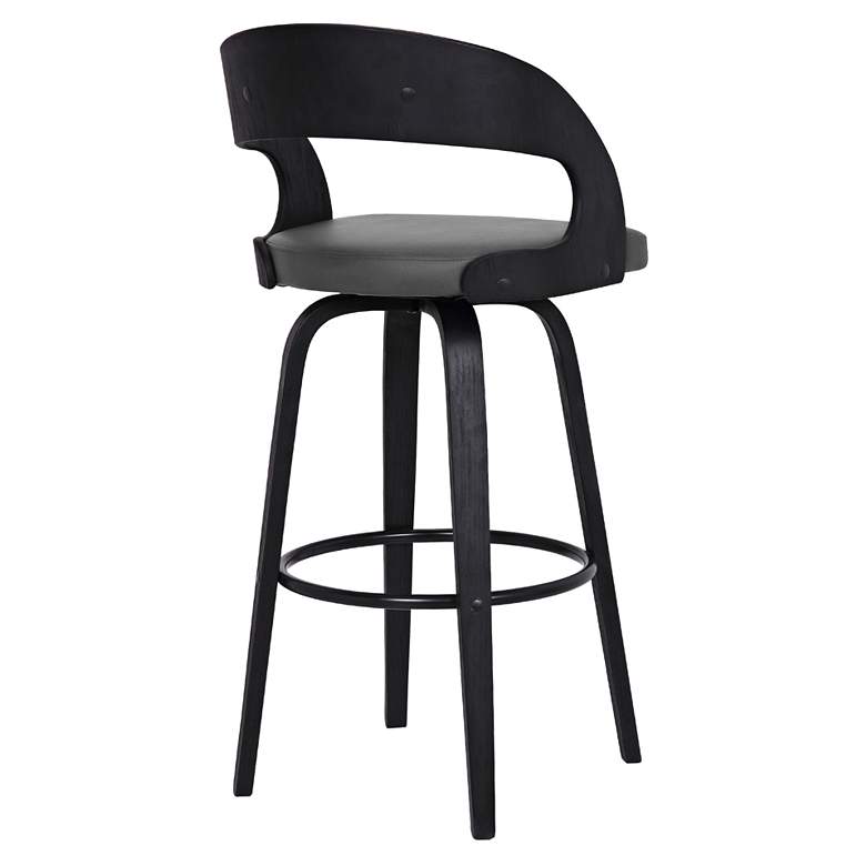 Image 6 Shelly 29 3/4" Gray Faux Leather Swivel Bar Stool more views
