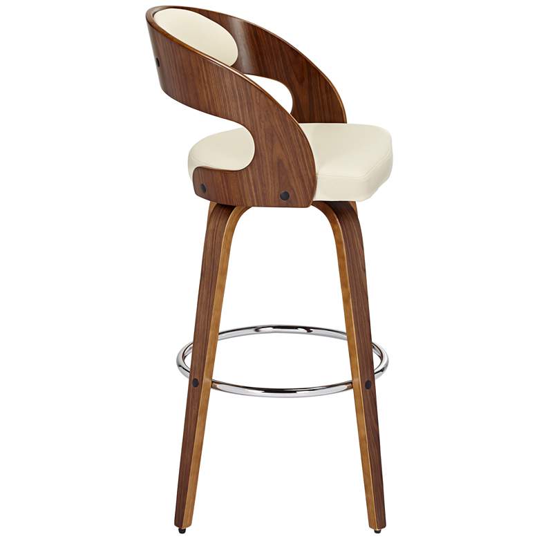 Shelly 30&quot; Cream Faux Leather Modern Swivel Bar Stool more views